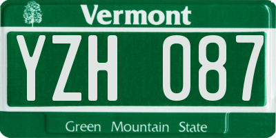 VT license plate YZH087