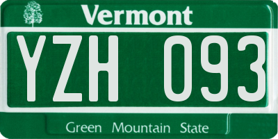 VT license plate YZH093