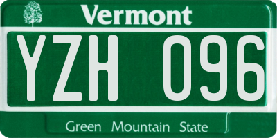 VT license plate YZH096