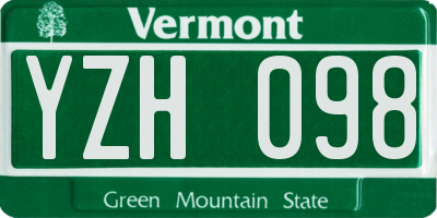 VT license plate YZH098