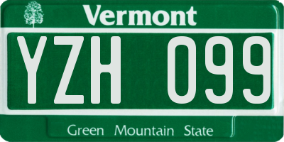 VT license plate YZH099