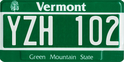VT license plate YZH102