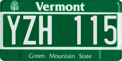 VT license plate YZH115
