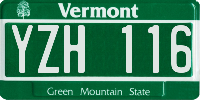 VT license plate YZH116