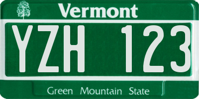 VT license plate YZH123