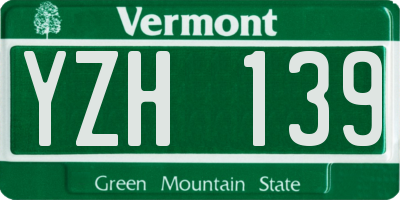 VT license plate YZH139