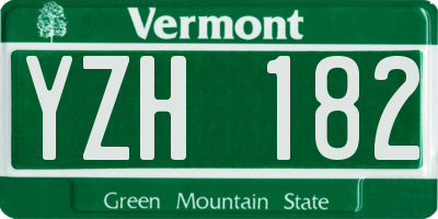 VT license plate YZH182