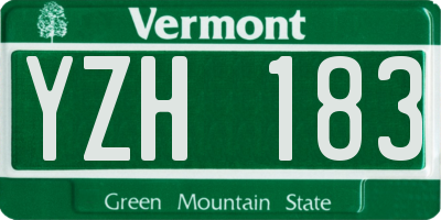 VT license plate YZH183
