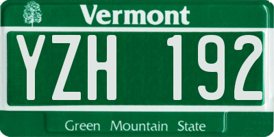VT license plate YZH192