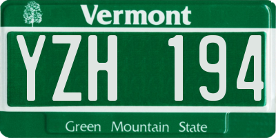 VT license plate YZH194