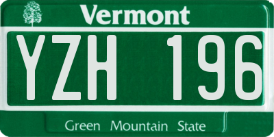 VT license plate YZH196
