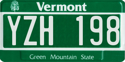 VT license plate YZH198