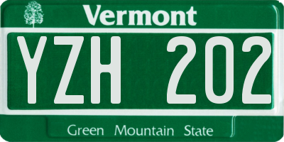VT license plate YZH202