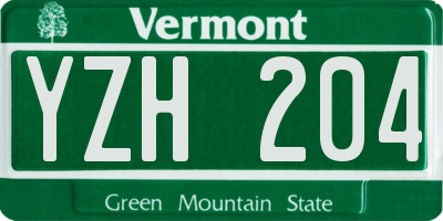 VT license plate YZH204