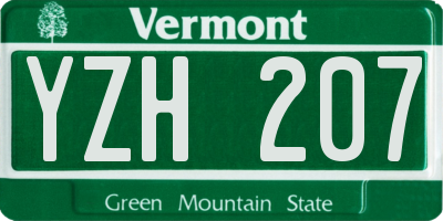 VT license plate YZH207