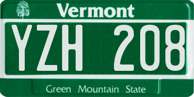 VT license plate YZH208