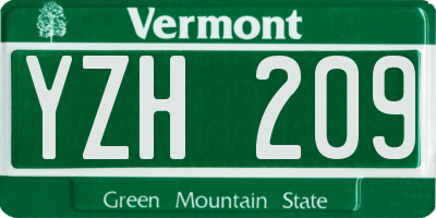 VT license plate YZH209