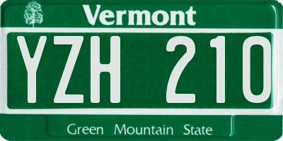 VT license plate YZH210