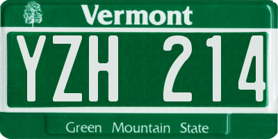 VT license plate YZH214