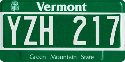 VT license plate YZH217