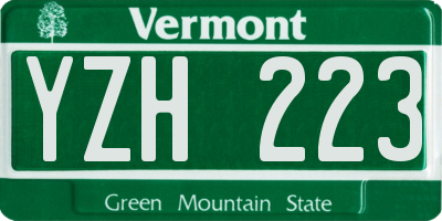 VT license plate YZH223