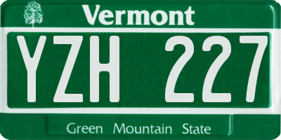 VT license plate YZH227