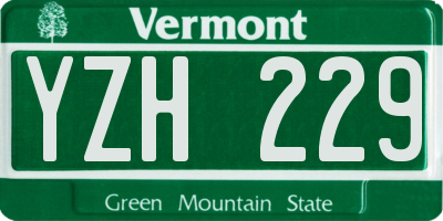 VT license plate YZH229