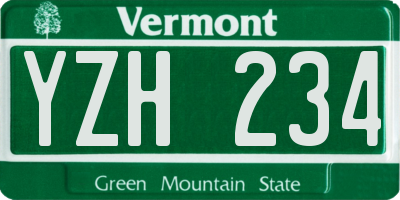 VT license plate YZH234