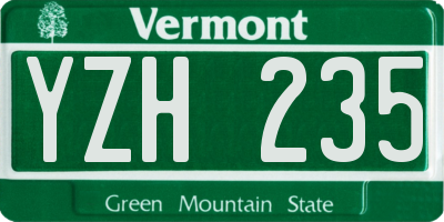VT license plate YZH235