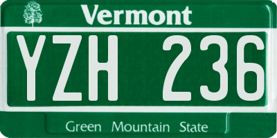 VT license plate YZH236