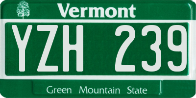 VT license plate YZH239
