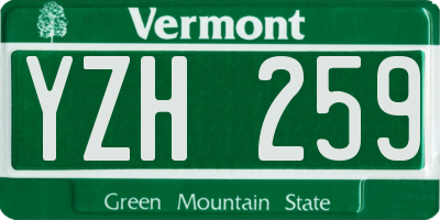 VT license plate YZH259