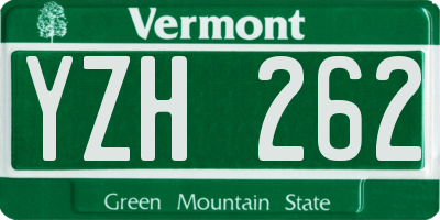 VT license plate YZH262