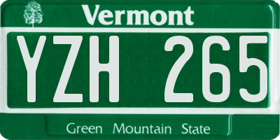 VT license plate YZH265