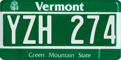 VT license plate YZH274