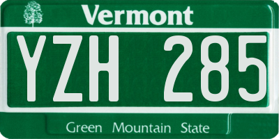VT license plate YZH285