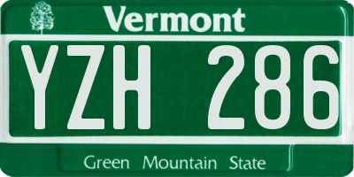 VT license plate YZH286