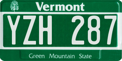 VT license plate YZH287