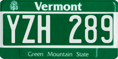 VT license plate YZH289