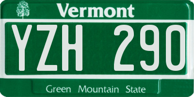 VT license plate YZH290
