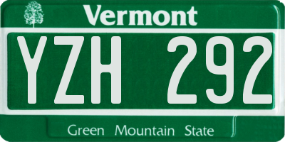 VT license plate YZH292