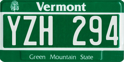 VT license plate YZH294