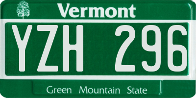 VT license plate YZH296
