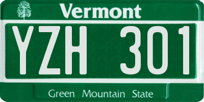 VT license plate YZH301