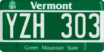 VT license plate YZH303
