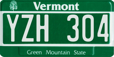 VT license plate YZH304