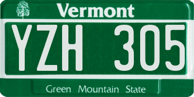 VT license plate YZH305
