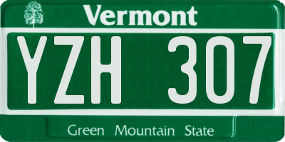 VT license plate YZH307