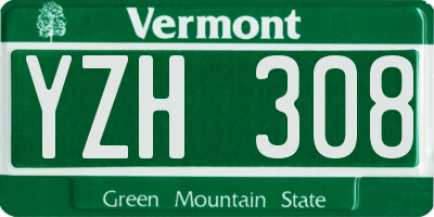 VT license plate YZH308