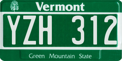 VT license plate YZH312